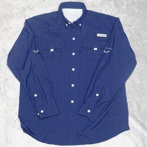 Columbia PFG Performance Fishing Gear Shirt Men's S Blue Omni-shade